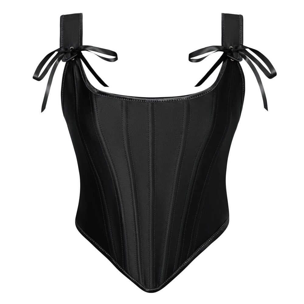 3367 Renaissance Corset Black Boned Overbust Bustier Tops for Party Black
